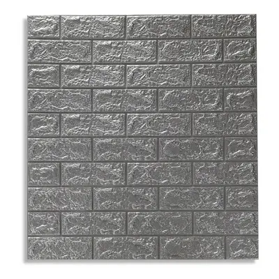 (Grey) 20Pcs/Set 3D Brick Wall Sticker Self-adhesive Panel Decal Waterproof PE Foam Wallpaper fo