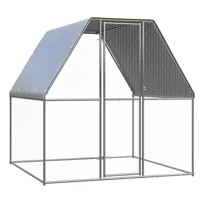 vidaXL Chicken Cage Farm Walk in Chicken Coop Silver and Grey Galvanised Steel