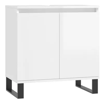 (high gloss white) vidaXL Bathroom Cabinet Vanity Unit Storage Cabinet Brown Oak Engineered Wood