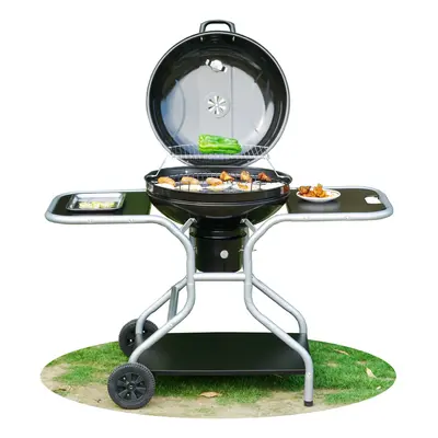 BBQ Grill Portable Trolley Charcoal Kettle Barbecue with Side Tables