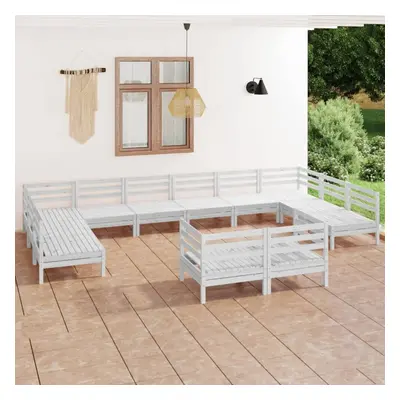 vidaXL Garden Lounge Set Outdoor Lounge Set Piece White Solid Wood Pine