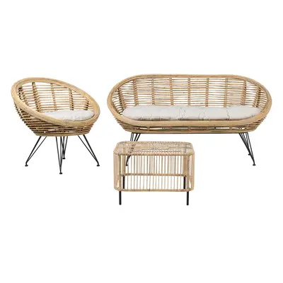 Garden Lounge Set with Table Seater MARATEA/CESENATICO Rattan Natural