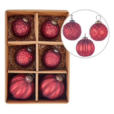 Set of Glass Baubles Red ARGENTIN