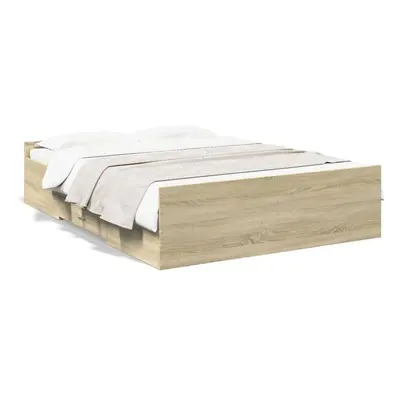 (sonoma oak, x cm) vidaXL Bed Frame with Drawers Bed Base Sonoma Oak 120x200 cm Engineered Wood