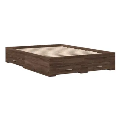 (brown oak, x cm) vidaXL Bed Frame with Drawers Bed Base Grey Sonoma 140x200 cm Engineered Wood