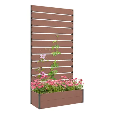 Outsunny Raised Garden Bed with Trellis Standing Patio Planter Box Light Brown