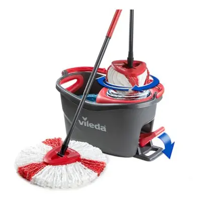 Vileda Turbo Microfibre Mop and Bucket Set, Spin Mop for Cleaning Floors, Set of 1x Mop and 1x B