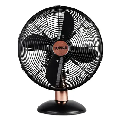 Tower T611000B 35W Cavaletto Metal Desk Fan, Black and Rose Gold