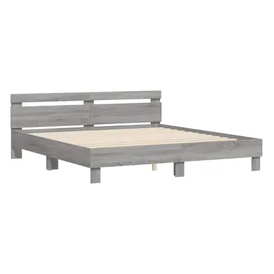 (grey sonoma, x cm) vidaXL Bed Frame with Headboard Bed Base Mattress Foundation Engineered Wood