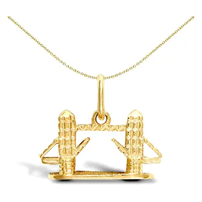 Jewelco London Solid 9ct Yellow Gold River Thames Tower Bridge Charm Pendant - JPD430