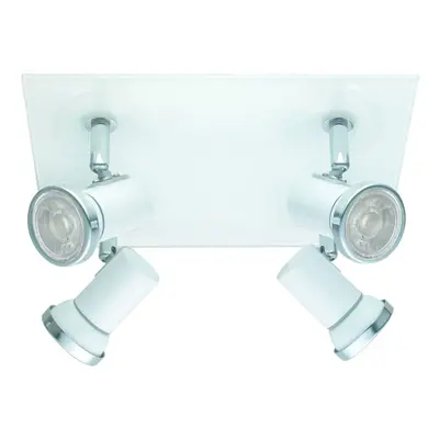 Wall Flush Ceiling Light IP44 Bathroom Colour White Chrome Bulb GU10 4x3.3W Incl