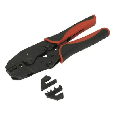 Ratchet Crimping Tool - Interchangeable Hardened & Tempered Jaws - Soft Grip