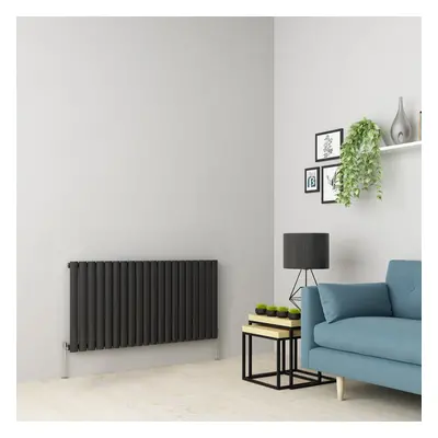 (600 x 1181mm Single, Anthracite) Oval Tube Designer Radiator