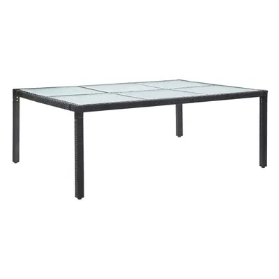 vidaXL Outdoor Dining Table Black Poly Rattan Garden Patio Desk Dinner Table