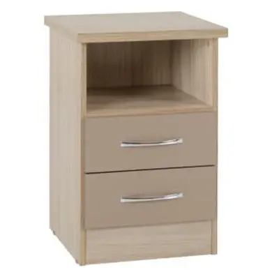 Nevada Drawer Bedside Oyster Gloss/Light Oak Effect Veneer