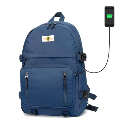 (Blue) 18-inch Backpacks Laptop Bag USB Charging Women Female School Bag Travel Bagpack for Teen