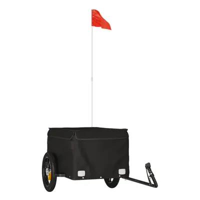 (black, x x cm) vidaXL Bike Cargo Trailer Bike Carriage Bicycle Wagon Trailer with Flag Iron