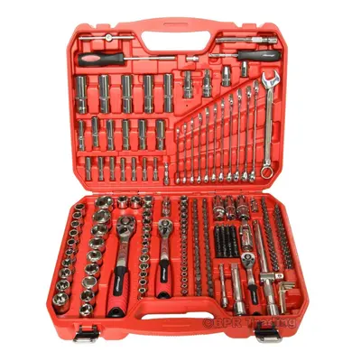 219 PC Socket Set Ratchet Handle Wrench Tool Spanners 1/4" 3/8" 1/2"Drive