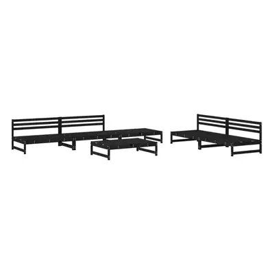 (black) vidaXL Garden Lounge Set Outdoor Modular Sofa Set Piece Solid Wood Pine