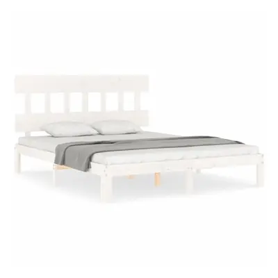 (white, x cm/with headboard) vidaXL Bed Frame Bedroom Platform Bed Wooden Bedstead Bed Base Soli