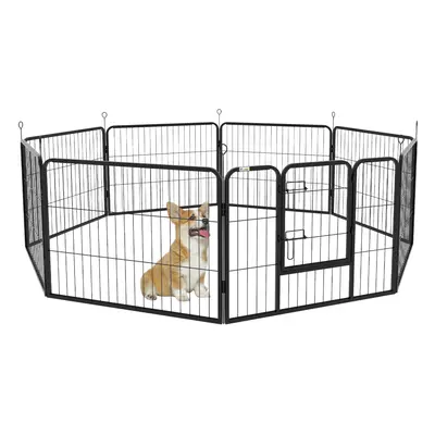 Pawhut Pet Pen Guinea Dog Pig Puppy Playpen Play House Steel Hutch Metal Black