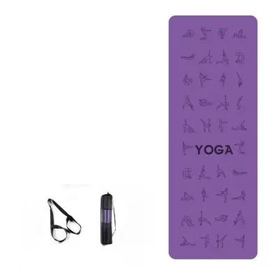 (Purple) EVA Yoga Pose Non Slip Carpet Mat With Position Line For Beginner Environmental Fitness