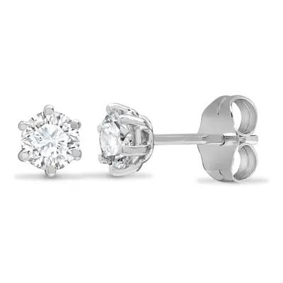 Jewelco London Ladies Solid 18ct White Gold Claw Set Round G SI1 0.35ct Diamond Solitaire Stud E