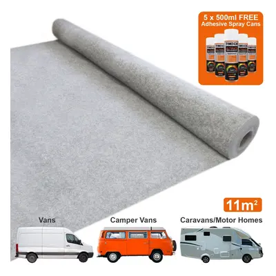 11m2 Van Lining Carpet Super Stretch Adhesive Glue Cans Kit Camper Silver Grey