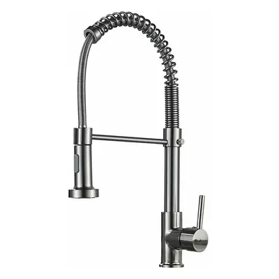 Pull Out Kitchen Faucet Hot and Cold Mixer Tap Single Handle Hole Swivel Degree Silver