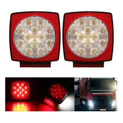 12V LED Square Trailer Tail Lights Truck Brake Stop Lamp Stud Mount Universal