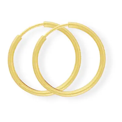 Jewelco London Ladies 9ct Yellow Gold 0.75mm Gauge Thin Sleeper Hoop Earrings 14mm - SENR02926