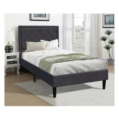 (3ft Single, Dark Grey) Fabric Bedframe With Padded Headboard Various Sizes And Colours