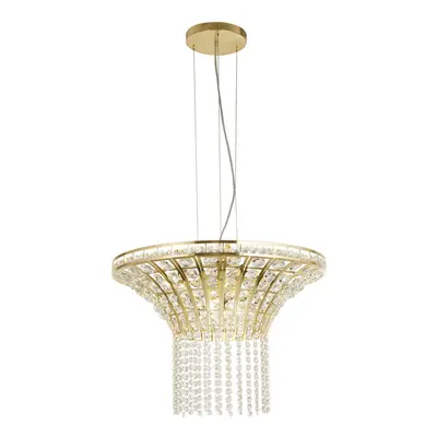 Searchlight Gemma Light Round Pendant Satin Brass, Clear Crystal