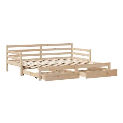 vidaXL Daybed with Trundle and Drawers Sofa Bed 90x190 cm Solid Wood Pine