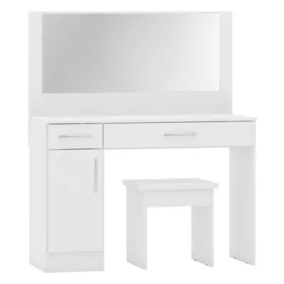 Nevada Vanity/Dressing Table Set White Gloss