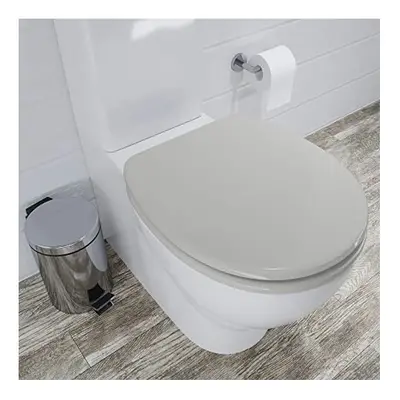 Lugano Grey Flexi-Fix Always Fits Moulded Wood Toilet Seat, Soft Close, Quick Release for Easy C