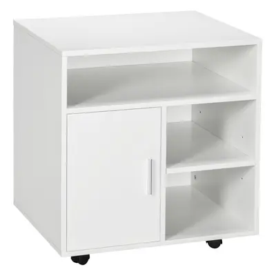 HOMCOM Multi-Storage Printer Unit Office Organisation w/ Compartments White