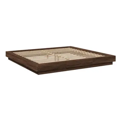 (brown, x cm) vidaXL Bed Frame and LED Lights Bed Base Mattress Foundation Engineered Wood