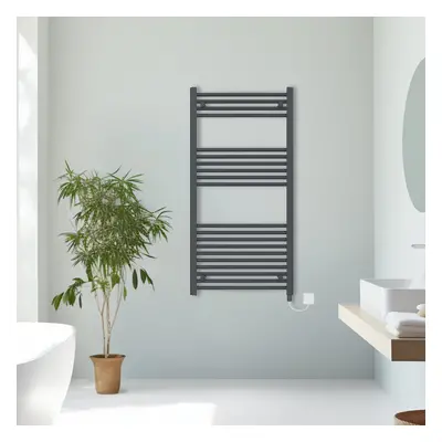 (Anthracite, 1200x600mm) Prefilled Electric Straight Heated Towel Rail Radiator Ladder Warmer