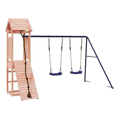 (solid douglas wood) vidaXL Playhouse Climbing Frame with Climbing Wall Swings Kids Solid Wood P