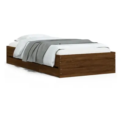 (brown oak, x cm) vidaXL Bed Frame with Drawers Mattress Foundation Bed Base Engineered Wood