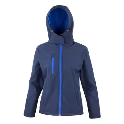 (2XL, Navy/Royal) Result Core Womens/Ladies Lite Hooded Softshell Jacket