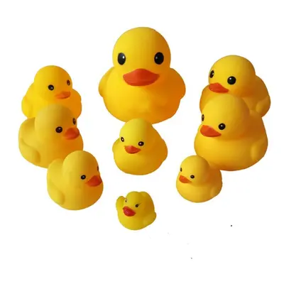 9 PCS Bathroom Toys Big Yellow Duck Vinyl Parent-child Play In The Water Squeeze Accompany The B