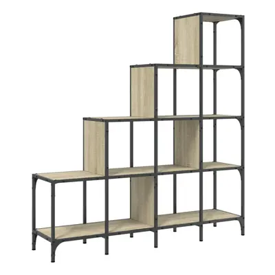 vidaXL Bookcase Bookshelf Side Cabinet Sonoma Oak Engineered Wood and Metal