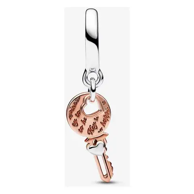 Pandora Two-tone key & Sliding Heart Dangle Charm 782510C00