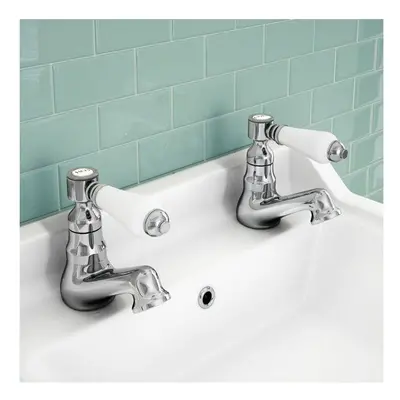 Imperior Traditional Bathroom Hot & Cold Twin Basin Taps