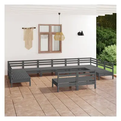 vidaXL Garden Lounge Set Outdoor Lounge Set Piece Grey Solid Wood Pine