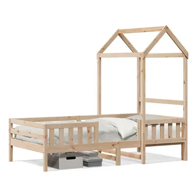 (natural, x cm) vidaXL Bed Frame with Roof Home Bed Base Mattress Foundation Solid Wood Pine