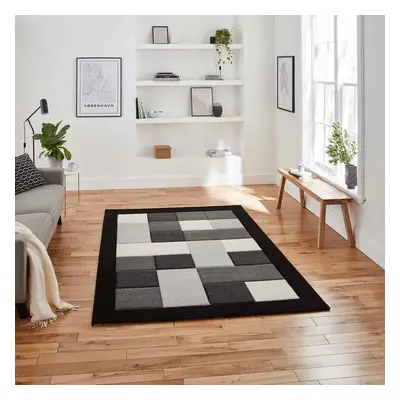 (Black / Grey, x cm) Think Rugs Brooklyn BRK04 Box Checkers Geometric Rugs Multi Colour Small Ex