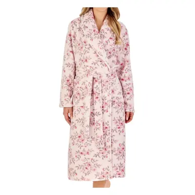 (Pink, Extra Large - UK 20/22) Slenderella Ladies Floral Flannel Fleece Wrap Dressing Gown